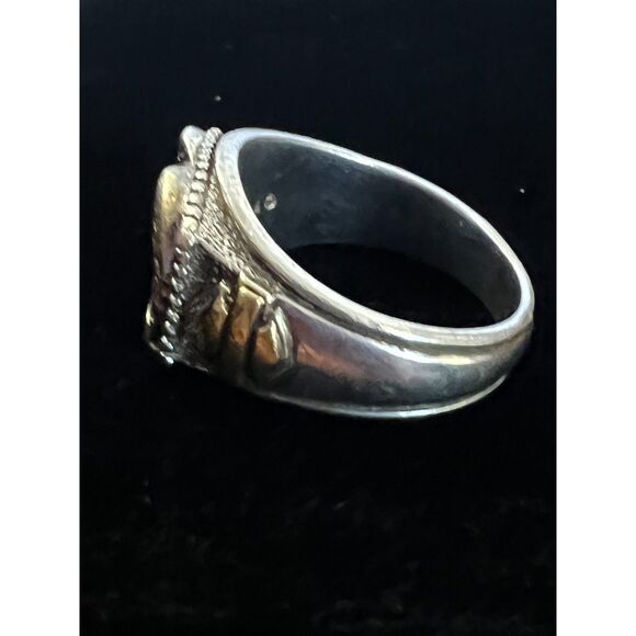Rare Vintage SS/gold trim Men's Licensed Harley Davidson Eagle Ring SZ 11 - Picture 5 of 6